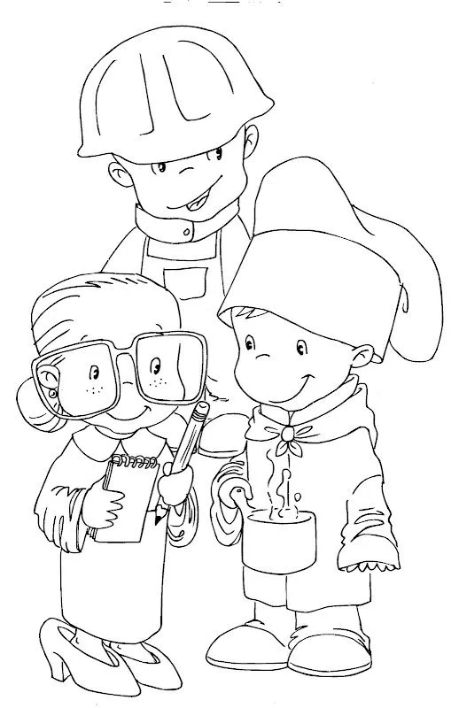 Pinto Dibujos: Niños vestidos de trabajadores para colorear Pinto Dibujos: Niños vestidos de trabajadores para colorear