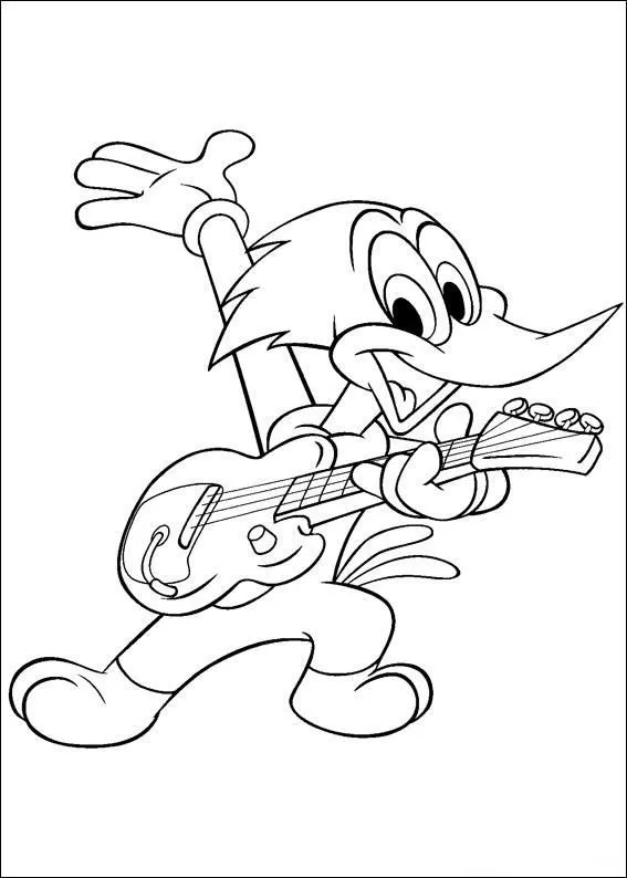 Pinto Dibujos: Pajaro loco tocando guitarra para colorear Pinto Dibujos: Pajaro loco tocando guitarra para colorear