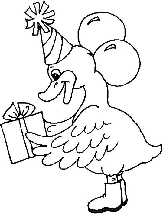 Pinto Dibujos: Pato cumpleaños para colorear Pinto Dibujos: Pato cumpleaños para colorear