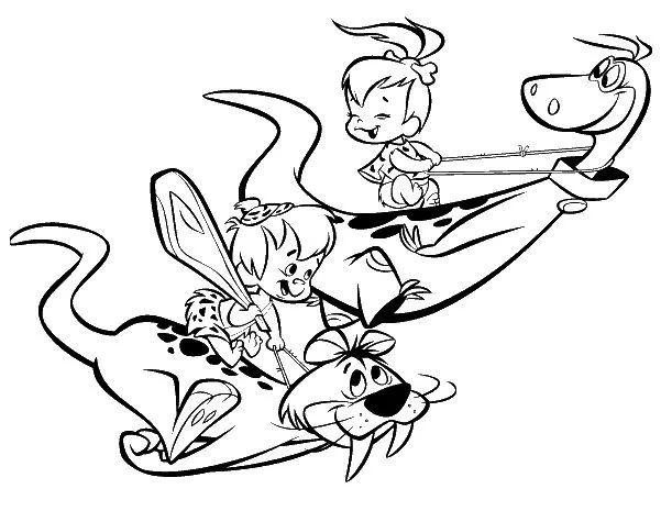 Pinto Dibujos: Pebbles y Bambam para colorear