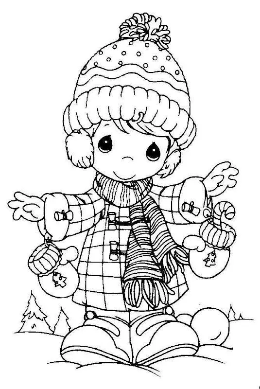 Pinto Dibujos: Precious Moments en invierno para colorear Pinto Dibujos: Precious Moments en invierno para colorear