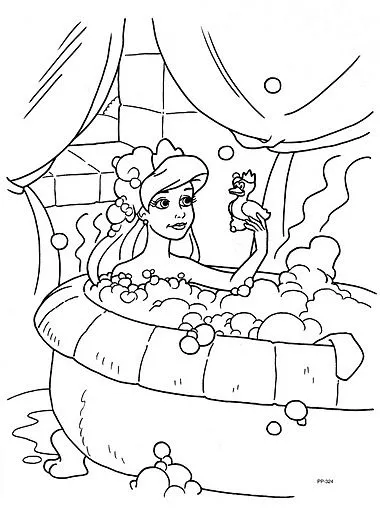 Pinto Dibujos: Princesa bañandose para colorear
