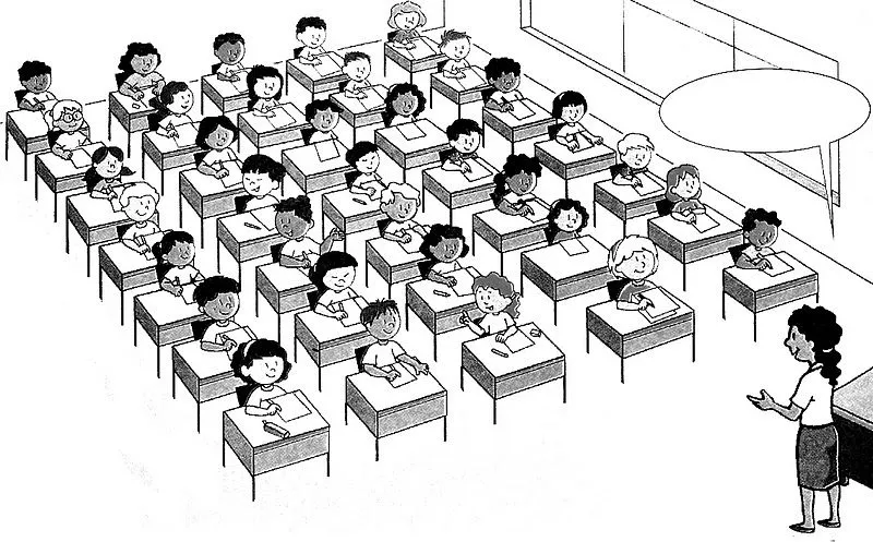 Pinto Dibujos: Salón de clases tradicional para colorear Pinto Dibujos: Salón de clases tradicional para colorear