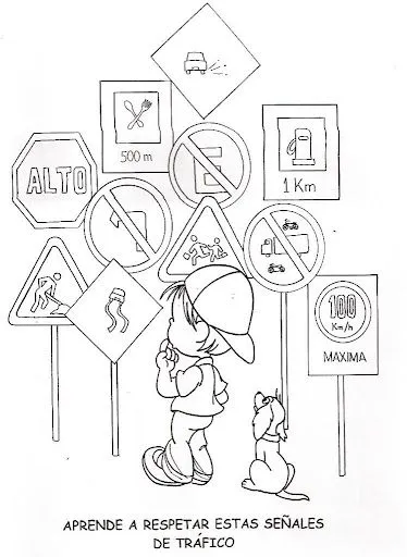 Pinto Dibujos: Señales de tránsito para colorear Pinto Dibujos: Señales de tránsito para colorear