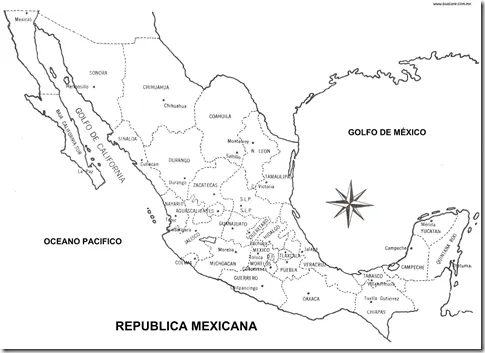 Pinto Dibujos: Mapa de México con nombres para colorear Pinto Dibujos: Mapa de México con nombres para colorear