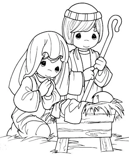 Pesebre para colorear de los precious moments | Dibujos Disney