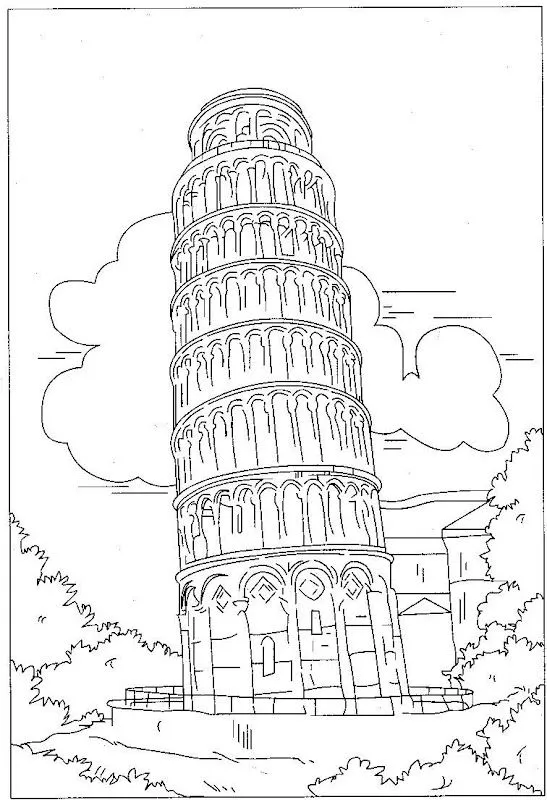 Pinto Dibujos: Torre inclinada de pisa para colorear Pinto Dibujos: Torre inclinada de pisa para colorear