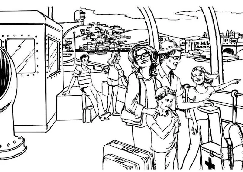 Pinto Dibujos: Vacaciones en crucero para colorear Pinto Dibujos: Vacaciones en crucero para colorear