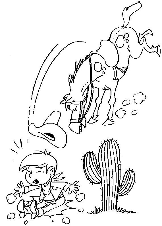 Pinto Dibujos: Vaquero se cae del caballo para colorear Pinto Dibujos: Vaquero se cae del caballo para colorear