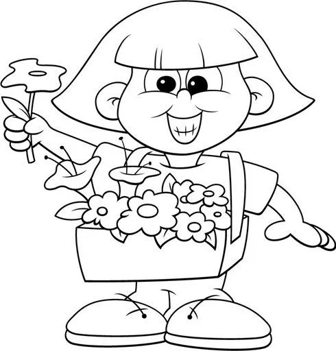 Pinto Dibujos: Vendedora de flores para colorear