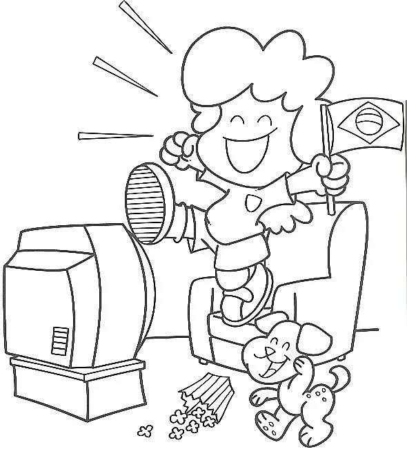 Pinto Dibujos: Viendo un partido de futbol por tele para colorear Pinto Dibujos: Viendo un partido de futbol por tele para colorear