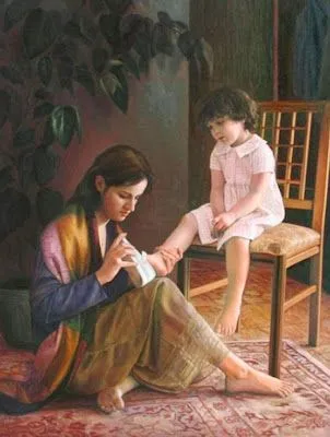 Pintura y Fotografía Artística : CUADROS AL ÓLEO DE MADRES CON NIÑOS. Pintura Figura Humana al Óleo Sobre Lienzo Pintura Figurativa Óleo.