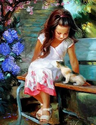 Pintura y Fotografía Artística : Pinturas óleo niñas con mascotas. Pintura y Fotografía Artística : Pinturas óleo niñas con mascotas.