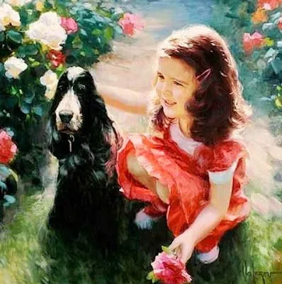 Pintura y Fotografía Artística : Pinturas óleo niñas con mascotas Pintura y Fotografía Artística : Pinturas óleo niñas con mascotas