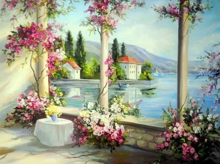 Pintura y Fotografía Artística : Ventanas con Flores al Óleo, Anca ...