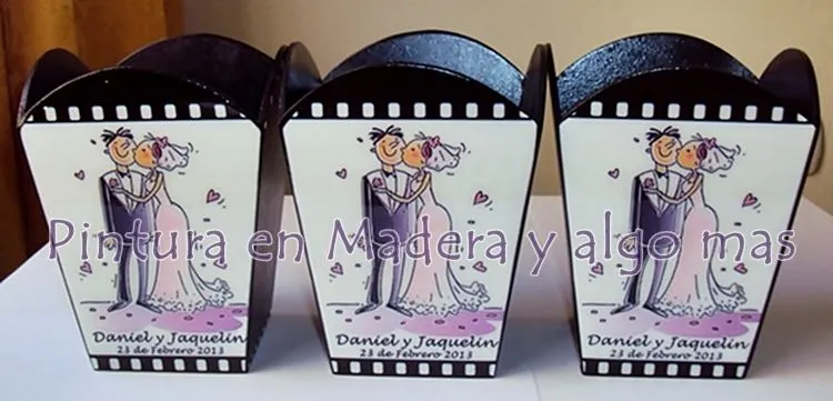 Pintura en Madera y algo mas : RECUERDOS DE BODA CINE BODA HOLLYWOOD