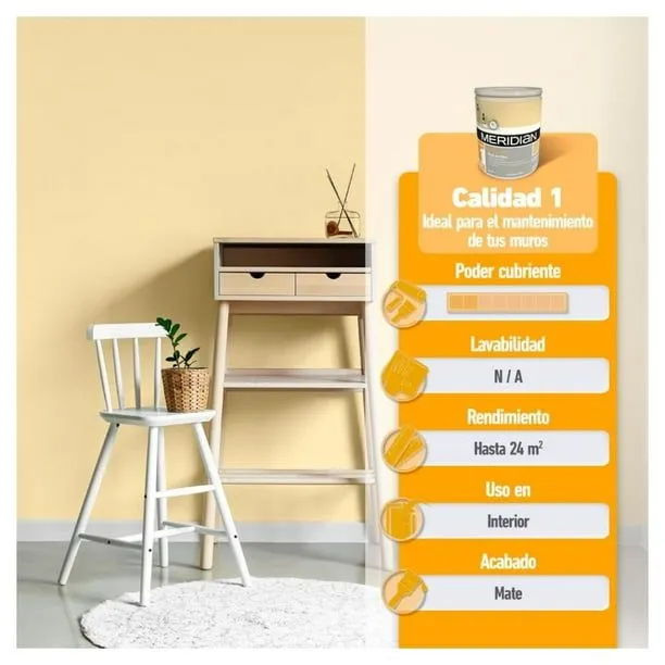 Pintura Meridian Estándar 1 Año Color Vainilla Mate 4 Litros | Bodega Aurrera en línea Pintura Meridian Estándar 1 Año Color Vainilla Mate 4 Litros | Bodega Aurrera en línea