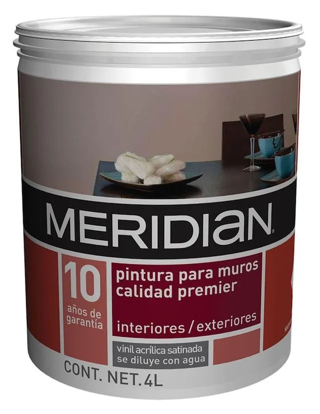 Pintura Meridian Premier calidad 10 color blanco satinado 4 L | Liverpool Pintura Meridian Premier calidad 10 color blanco satinado 4 L | Liverpool