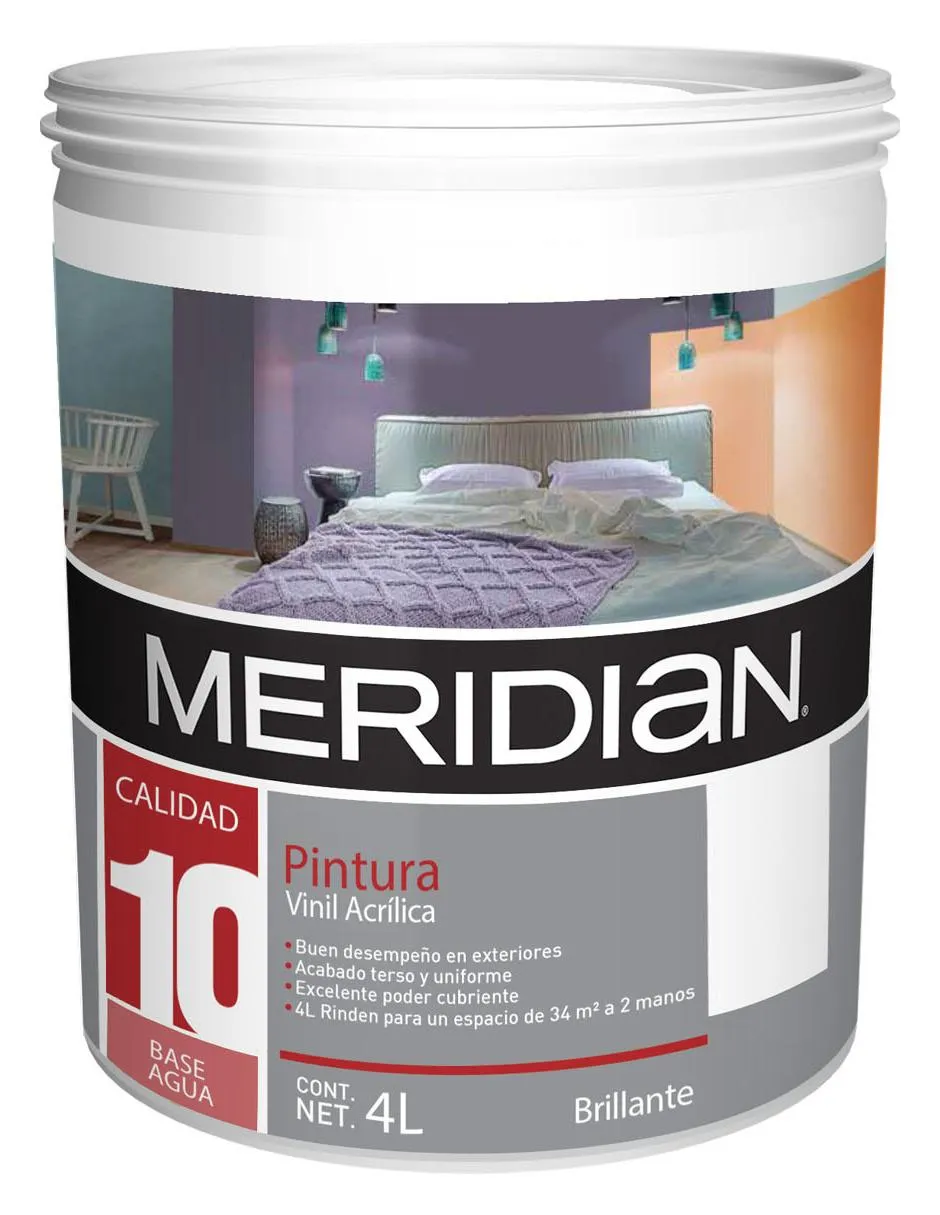 Pintura Meridian Premier calidad 10 color blanco mate 4 L | Liverpool Pintura Meridian Premier calidad 10 color blanco mate 4 L | Liverpool