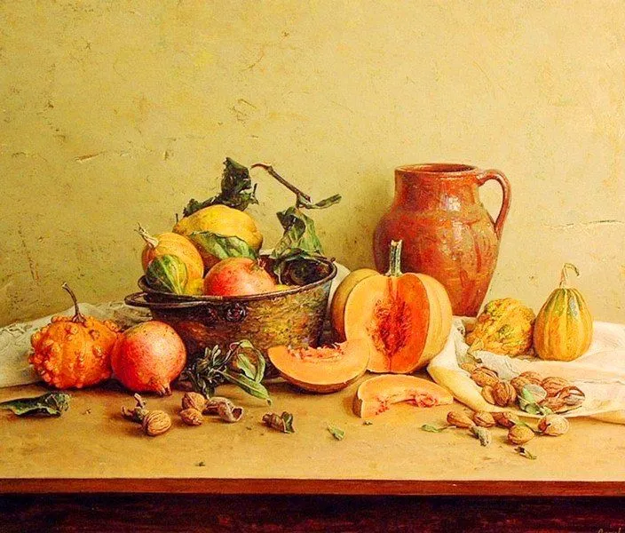 Pintura Moderna al Óleo: Bodegón pintura óleo sobre lienzo Pintura Moderna al Óleo: Bodegón pintura óleo sobre lienzo
