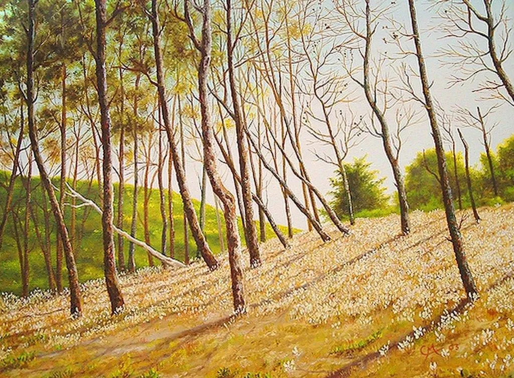 Pintura Moderna al Óleo: Cuadros paisajes natural otoño Pintura Moderna al Óleo: Cuadros paisajes natural otoño