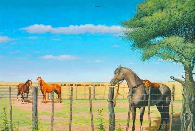 Pintura Moderna al Óleo: Paisajes con caballos Pintura Moderna al Óleo: Paisajes con caballos
