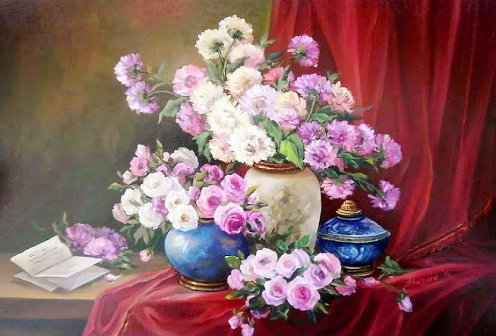 Pintura Moderna al Óleo: Pinturas de Jarrones de Flores Pintura Moderna al Óleo: Pinturas de Jarrones de Flores