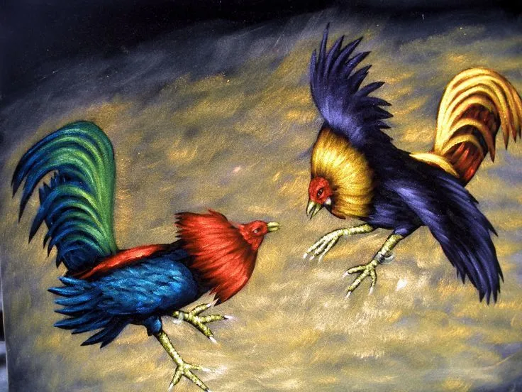 Pintura al OLEO de PELEA DE GALLOS por MR. ZALAS....Un juego de ... Pintura al OLEO de PELEA DE GALLOS por MR. ZALAS....Un juego de ...