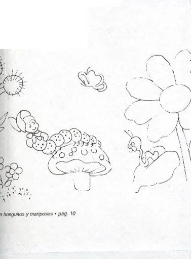 Pintura en Tela: Chichonera con honguitos y mariposas en tecnica ...