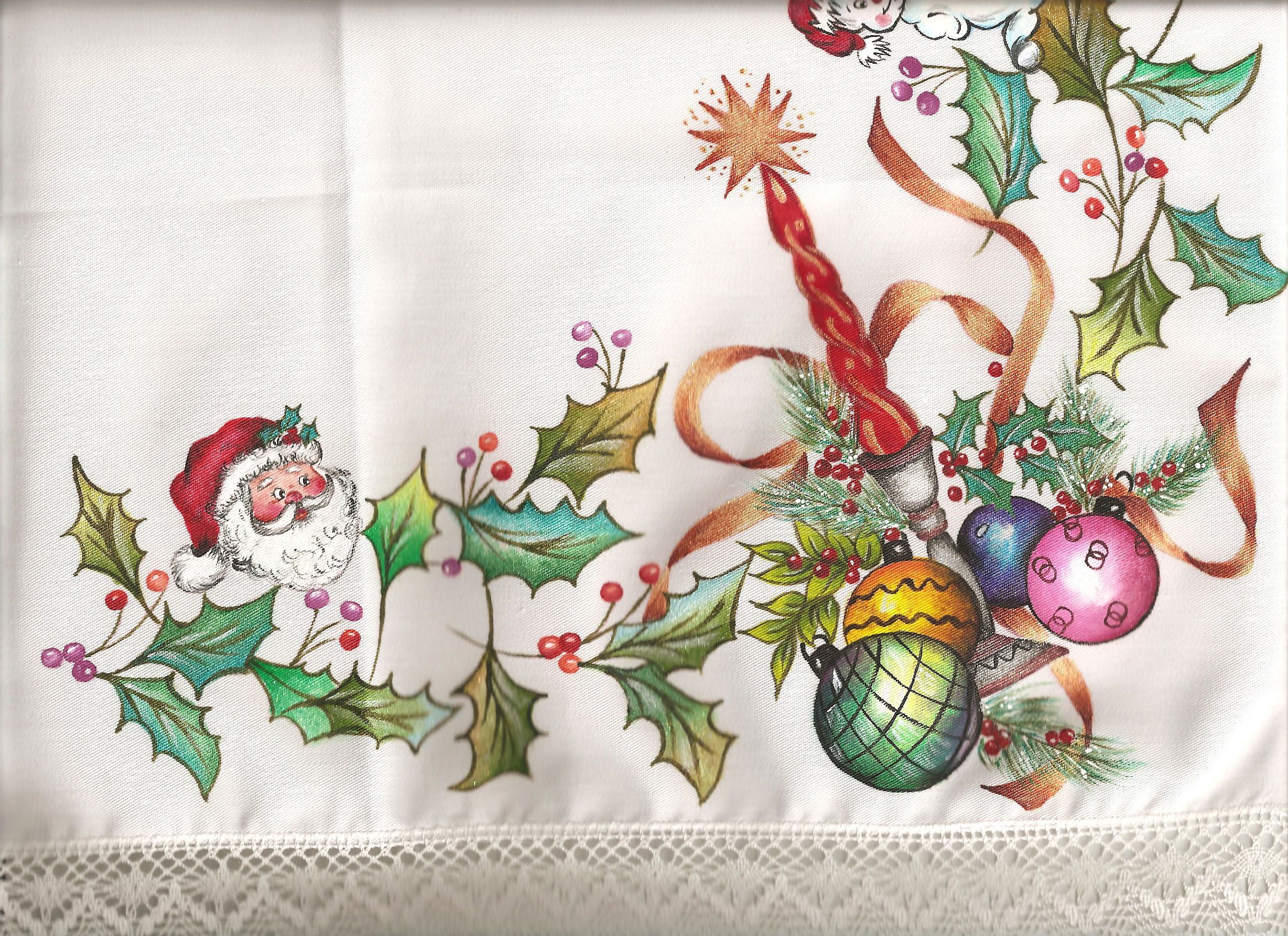 pintura en tela esquina mantel navidad... | Christmas art, Fabric paint,  Fabric painting