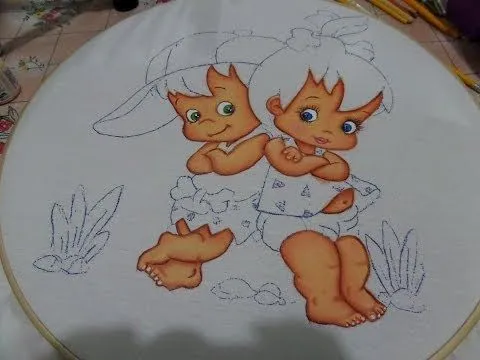 Pintura en tela - Pebbles y Bam Bam - Parte 1 - YouTube