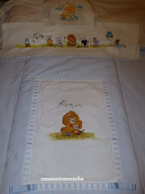 Edredón bebe pintado a mano | Cosas Únicas Concha Edredón bebe pintado a mano | Cosas Únicas Concha