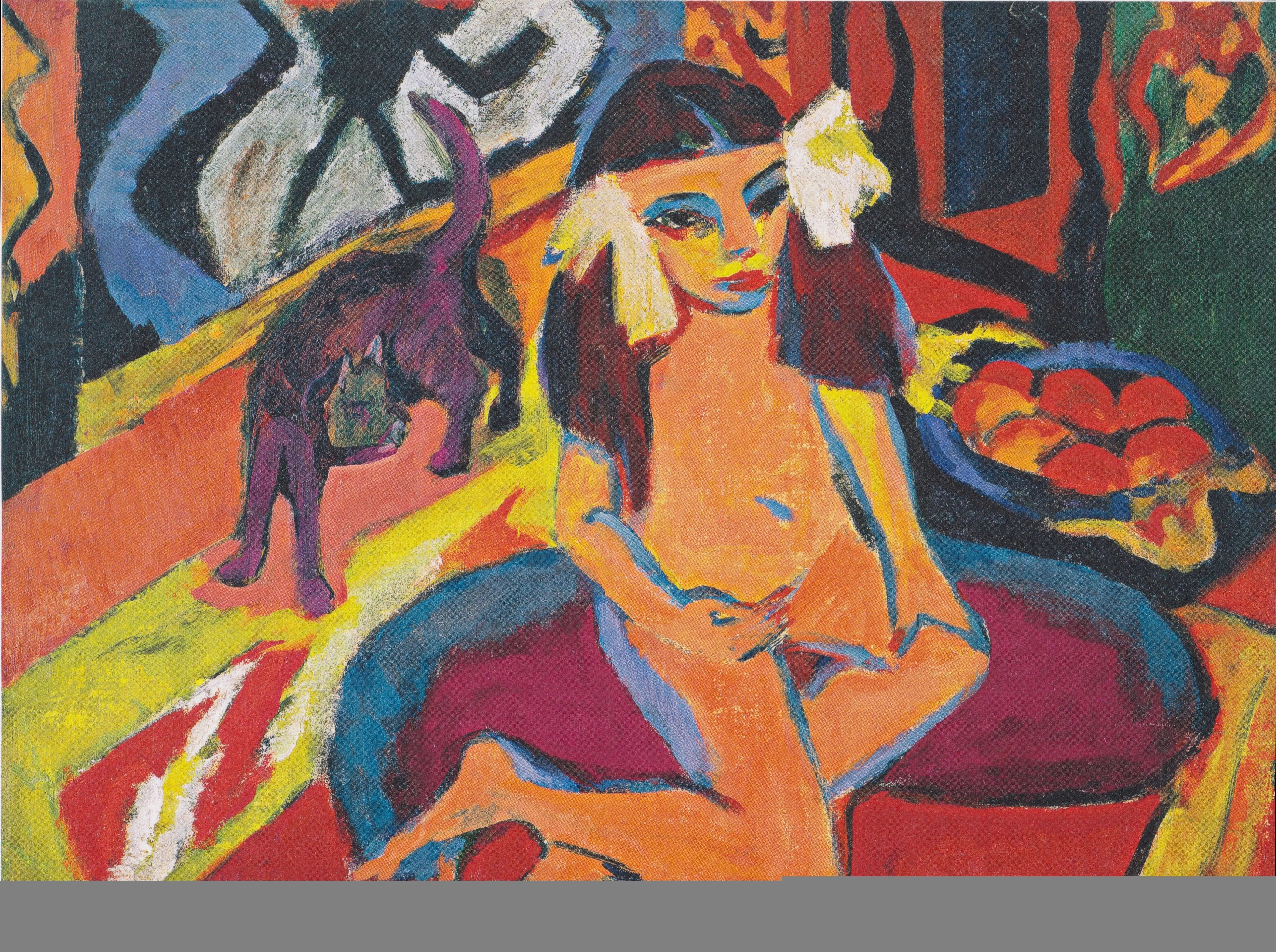 pinturamadrid: Ernst Ludwig Kirchner - Fränzi con gato. pinturamadrid: Ernst Ludwig Kirchner - Fränzi con gato.