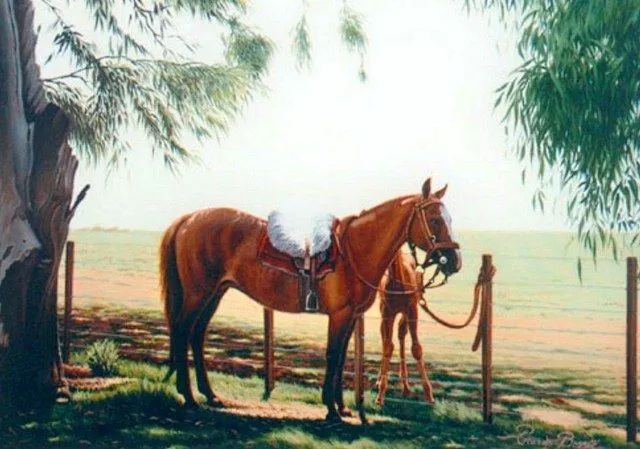 Pinturas & Cuadros: Bonitas pinturas de caballos en paisajes