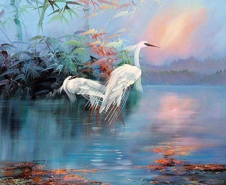 Pinturas & Cuadros: Paisajes con aves