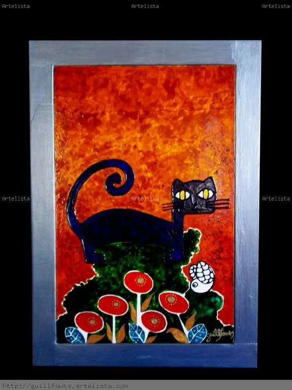 Felino Abstracto con Picaflor Guillermo Fowks H. - Artelista.