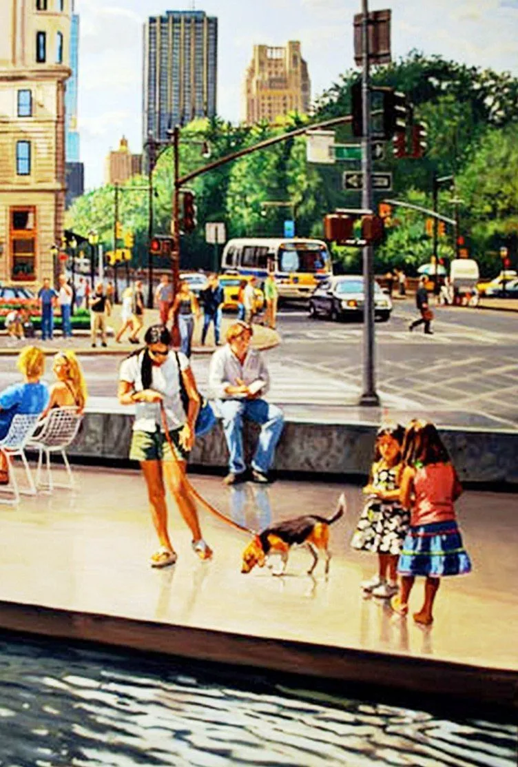 Pinturas Cuadros al Óleo: Paisajes Urbanos con Personas Pintados Óleo Pinturas Cuadros al Óleo: Paisajes Urbanos con Personas Pintados Óleo