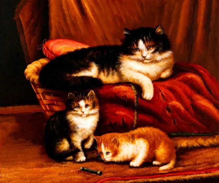 Pinturas al oleo con gatitos - Imagui