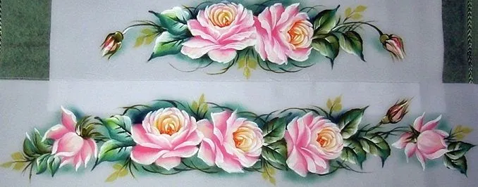 Pinturas de rosas en tecidos - Imagui