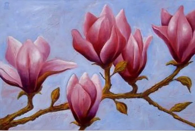 Cuadros Modernos Pinturas : Flores pintadas acrílico lienzo