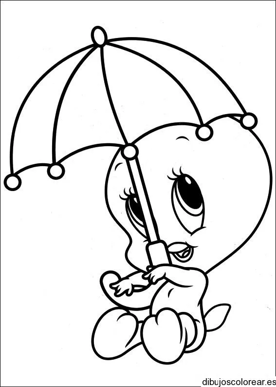 Dibujo de Piolín bebé con sombrilla | Dibujos para Colorear Dibujo de Piolín bebé con sombrilla | Dibujos para Colorear