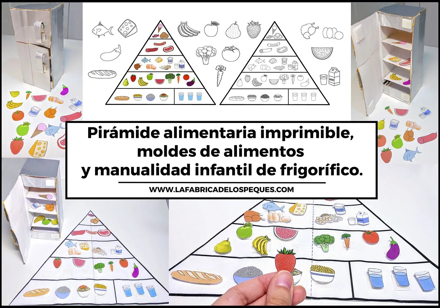Pirámide alimentaria imprimible, moldes de alimentos y manualidad infantil  de frigorífico. - La fábrica de los peques