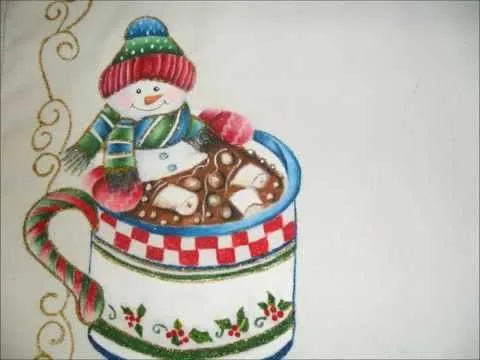 Individuales Navideños Pintados en Gamuza y Tela - YouTube