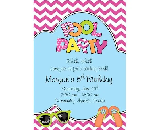 Piscina invitación fiesta piscina cumpleaños por SwellPrinting Piscina invitación fiesta piscina cumpleaños por SwellPrinting