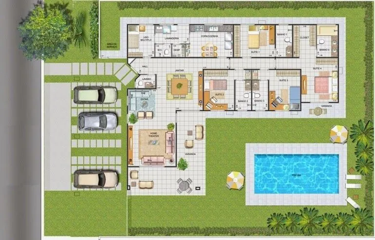 Piscinas Lindas y Modernas en Fotos: Plano de Casa Con Piscina Piscinas Lindas y Modernas en Fotos: Plano de Casa Con Piscina