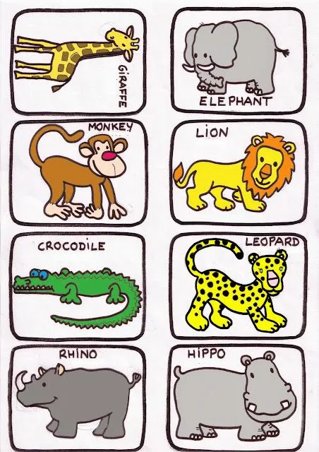 LOS PITUFOS DE SANTAELLA: FICHAS INGLES ANIMALES SALVAJES