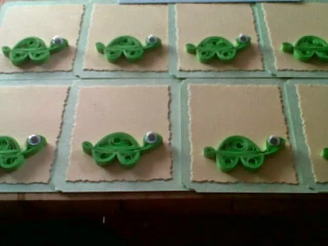 Piwi´sCreAciones: Tarjetas en Filigrana: Tortuguitas y Peces dorados