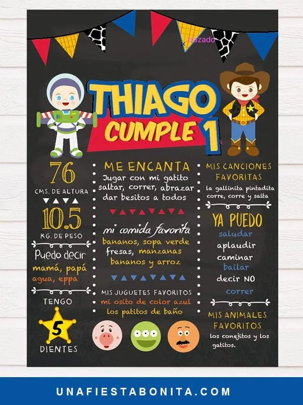 Pizarra (chalkboard) Primer Añito - TOY STORY - imprimible, fiestas de cumpleaños – Una Fiesta Bonita Pizarra (chalkboard) Primer Añito - TOY STORY - imprimible, fiestas de cumpleaños – Una Fiesta Bonita