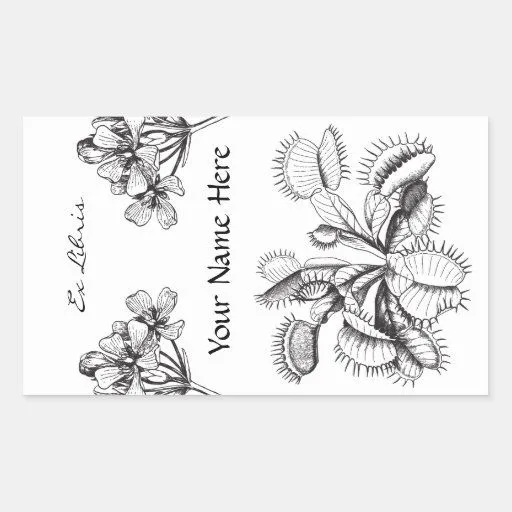 Placa de libro de la planta carnívora rectangular pegatinas | Zazzle Placa de libro de la planta carnívora rectangular pegatinas | Zazzle