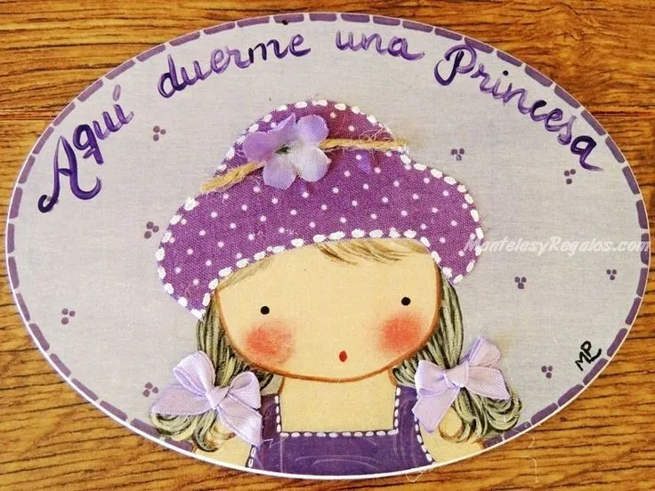 Placa para puerta niña sombrero topos (Aquí duerme una Princesa ... Placa para puerta niña sombrero topos (Aquí duerme una Princesa ...